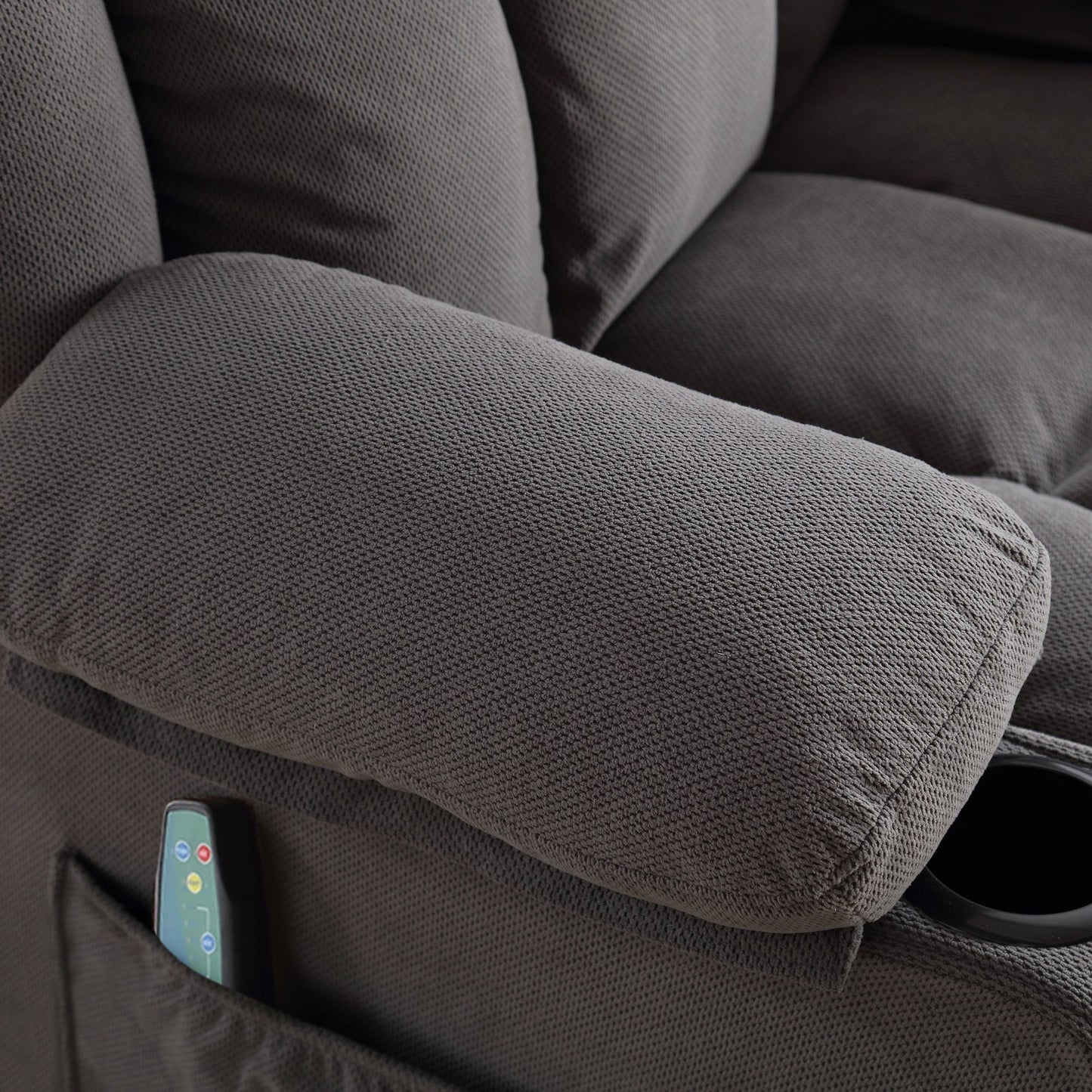 Fauteuil inclinable chauffant et massant pivotant à 360° avec chargement USB, porte-gobelets, rangement latéral et revêtement en polaire moelleux