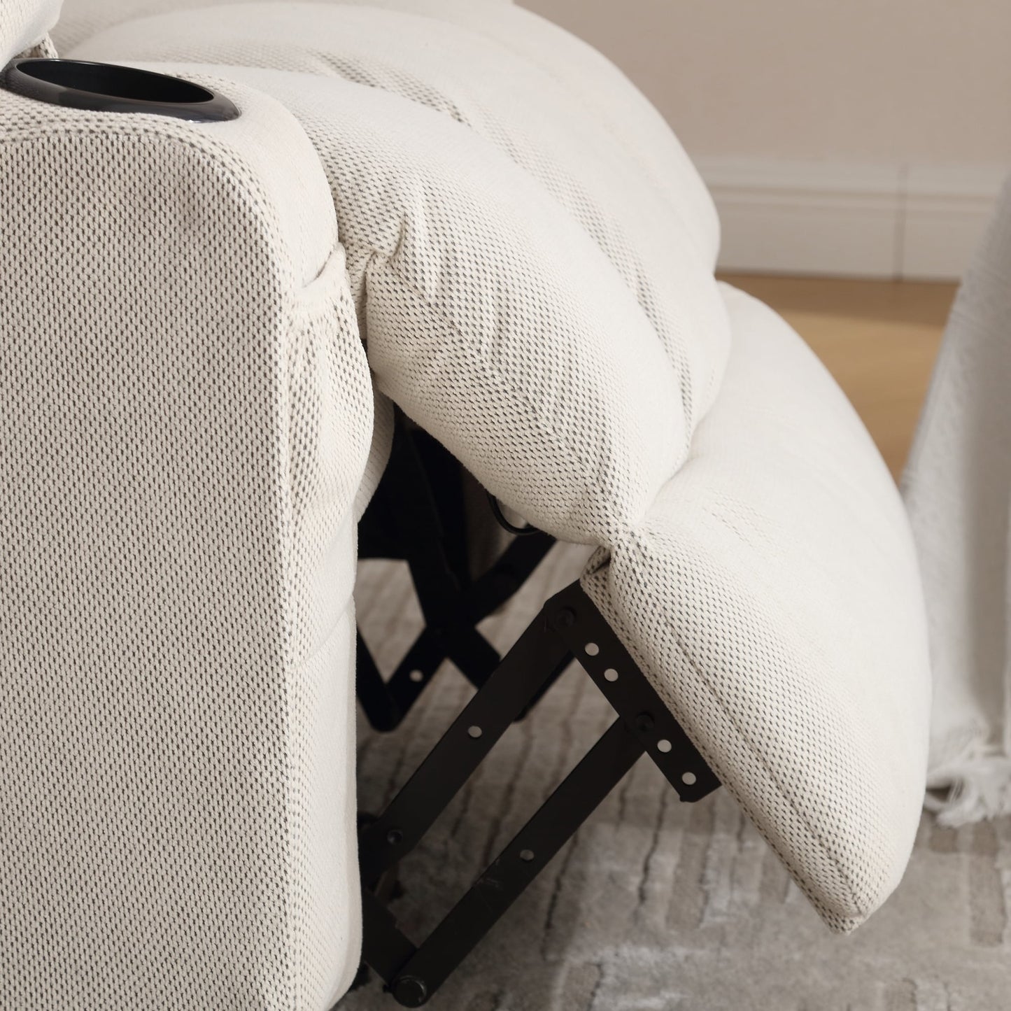 Fauteuil inclinable chauffant et massant pivotant à 360° avec chargement USB, porte-gobelets, rangement latéral et revêtement en polaire moelleux