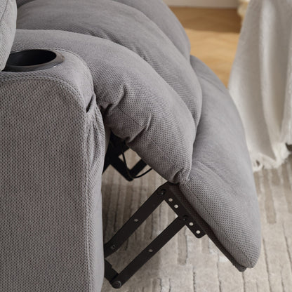 Fauteuil inclinable chauffant et massant pivotant à 360° avec chargement USB, porte-gobelets, rangement latéral et revêtement en polaire moelleux