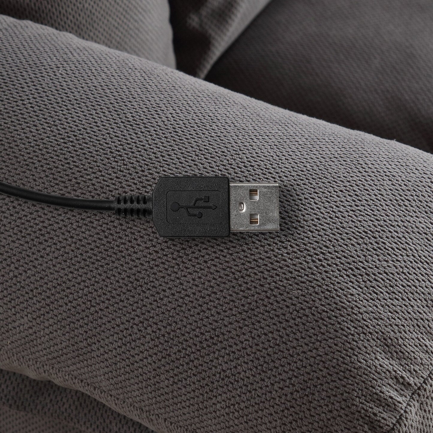 Fauteuil inclinable chauffant et massant pivotant à 360° avec chargement USB, porte-gobelets, rangement latéral et revêtement en polaire moelleux