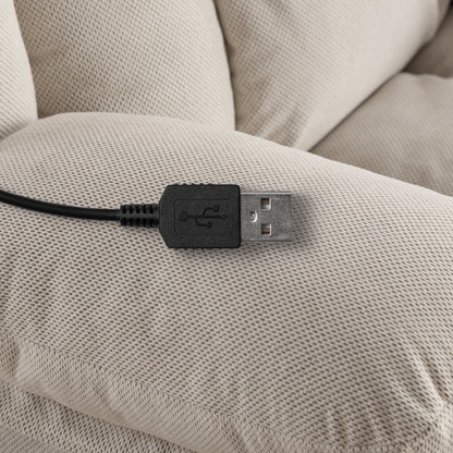 Fauteuil inclinable chauffant et massant pivotant à 360° avec chargement USB, porte-gobelets, rangement latéral et revêtement en polaire moelleux