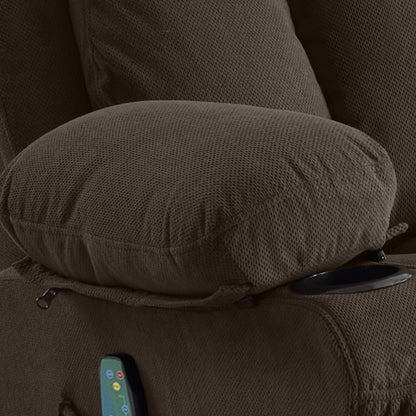 Fauteuil inclinable chauffant et massant pivotant à 360° avec chargement USB, porte-gobelets, rangement latéral et revêtement en polaire moelleux