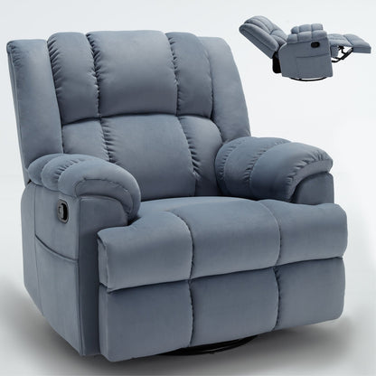 Fauteuil inclinable manuel pivotant à 360°, fauteuil inclinable en tissu à 155° avec bascule