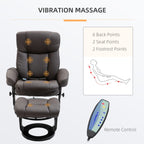 Fauteuil inclinable de massage pivotant à 360° en cuir PU avec repose-pieds et télécommande