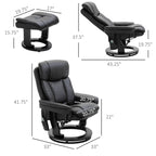 Fauteuil inclinable de massage pivotant à 360° en cuir PU avec repose-pieds et télécommande