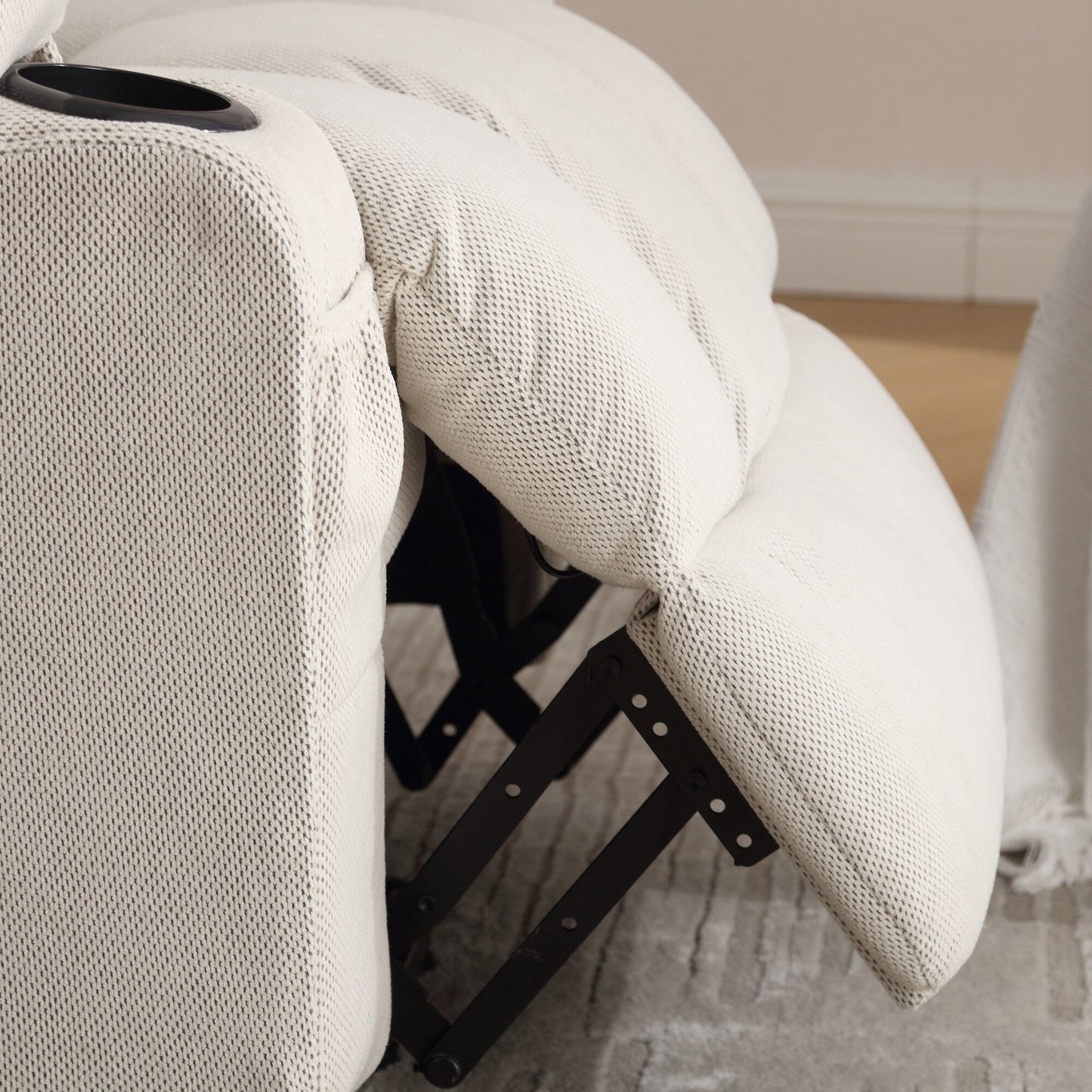 Fauteuil inclinable massant pivotant à 360° en velours doux avec chauffage, port USB, inclinaison manuelle et poches de rangement