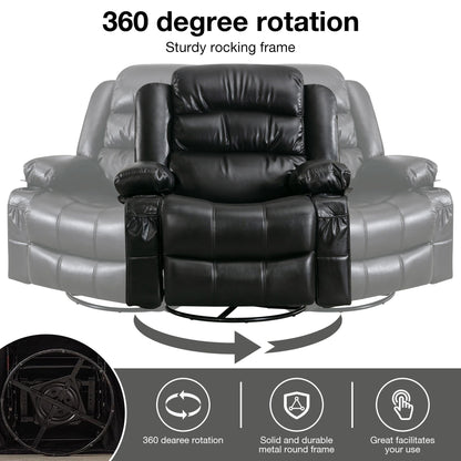 Fauteuil inclinable de massage pivotant à 360° en cuir PU, massage 8 points et port USB