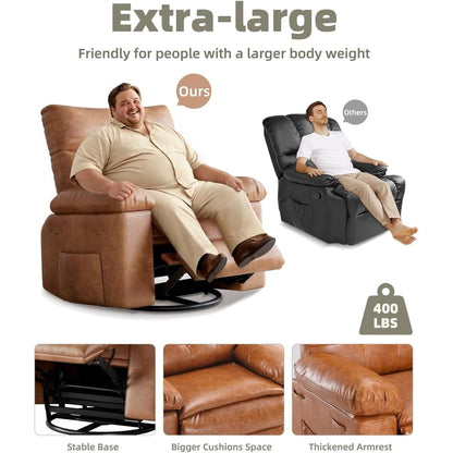 Fauteuils inclinables surdimensionnés pivotants à 360° avec chauffage et massage - Fauteuil inclinable paresseux