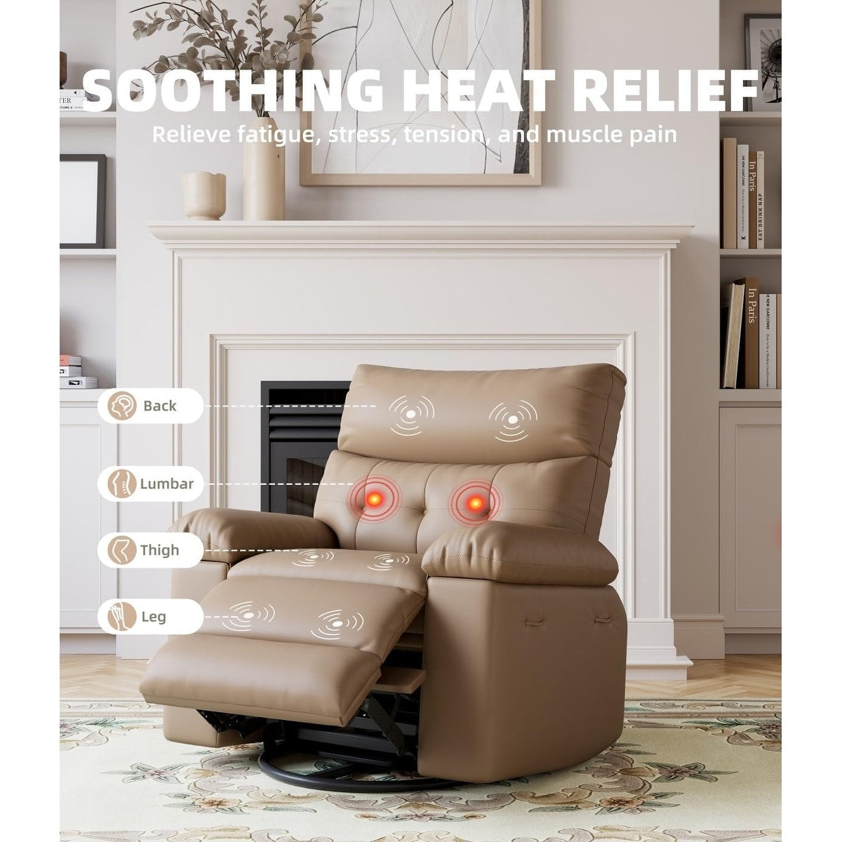 Fauteuils inclinables surdimensionnés pivotants à 360° avec chauffage et massage - Fauteuil inclinable paresseux