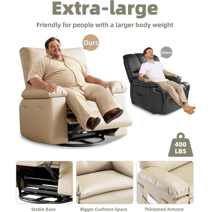 Fauteuils inclinables surdimensionnés pivotants à 360° avec chauffage et massage - Fauteuil inclinable paresseux