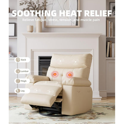 Fauteuils inclinables surdimensionnés pivotants à 360° avec chauffage et massage - Fauteuil inclinable paresseux