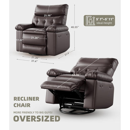 Fauteuils inclinables surdimensionnés pivotants à 360° avec chauffage et massage - Fauteuil inclinable paresseux
