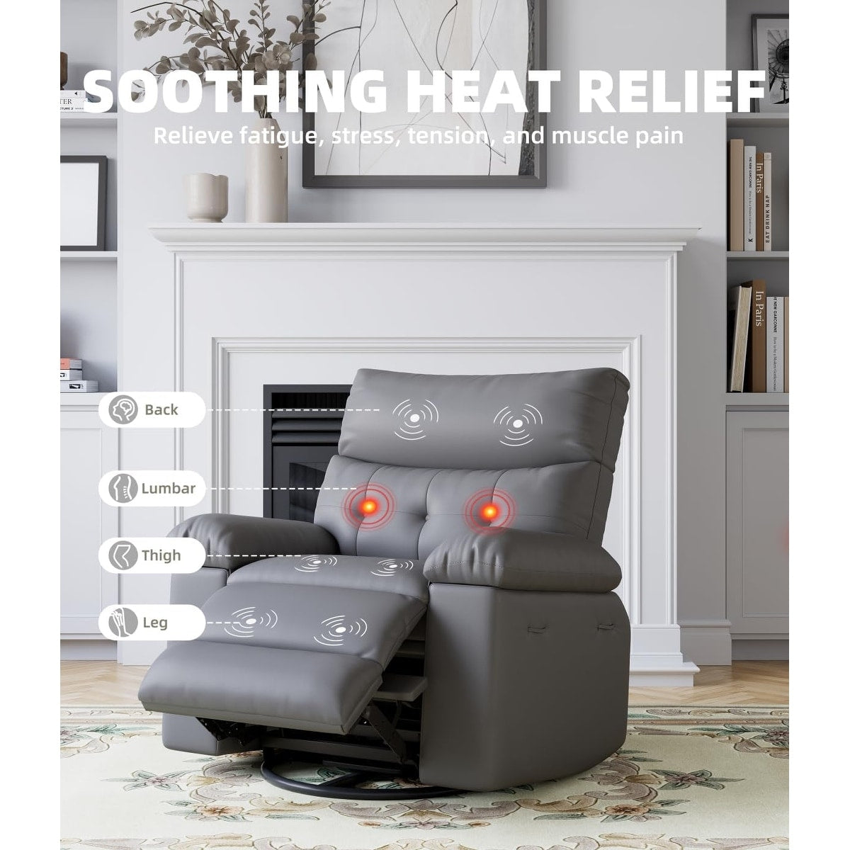 Fauteuils inclinables surdimensionnés pivotants à 360° avec chauffage et massage - Fauteuil inclinable paresseux
