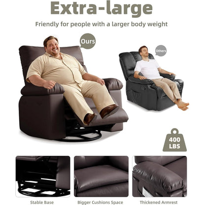 Fauteuils inclinables surdimensionnés pivotants à 360° avec chauffage et massage - Fauteuil inclinable paresseux