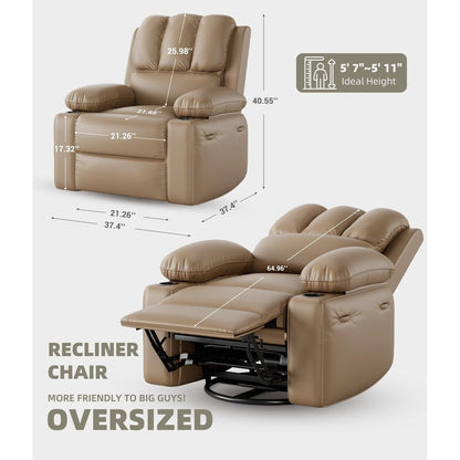 Fauteuils inclinables surdimensionnés pivotants à 360° avec chauffage et massage