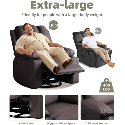 Fauteuils inclinables surdimensionnés pivotants à 360° avec chauffage et massage