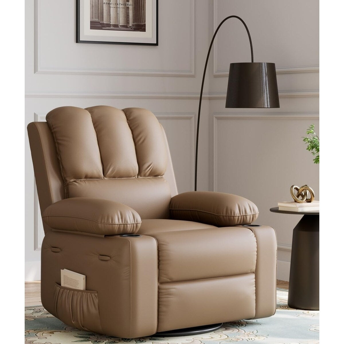 Fauteuils inclinables surdimensionnés pivotants à 360° avec chauffage et massage