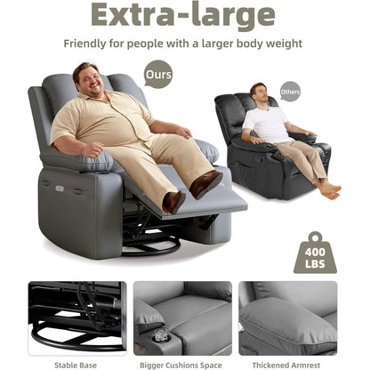 Fauteuils inclinables surdimensionnés pivotants à 360° avec chauffage et massage