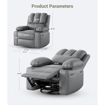 Fauteuils inclinables surdimensionnés pivotants à 360° avec chauffage et massage