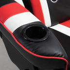 Fauteuil de jeu inclinable pivotant à 360° de style course avec support lombaire, repose-pieds et deux porte-gobelets pour salle de jeux