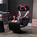 Fauteuil de jeu inclinable pivotant à 360° de style course avec support lombaire, repose-pieds et deux porte-gobelets pour salle de jeux