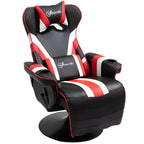 Fauteuil de jeu inclinable pivotant à 360° de style course avec support lombaire, repose-pieds et deux porte-gobelets pour salle de jeux
