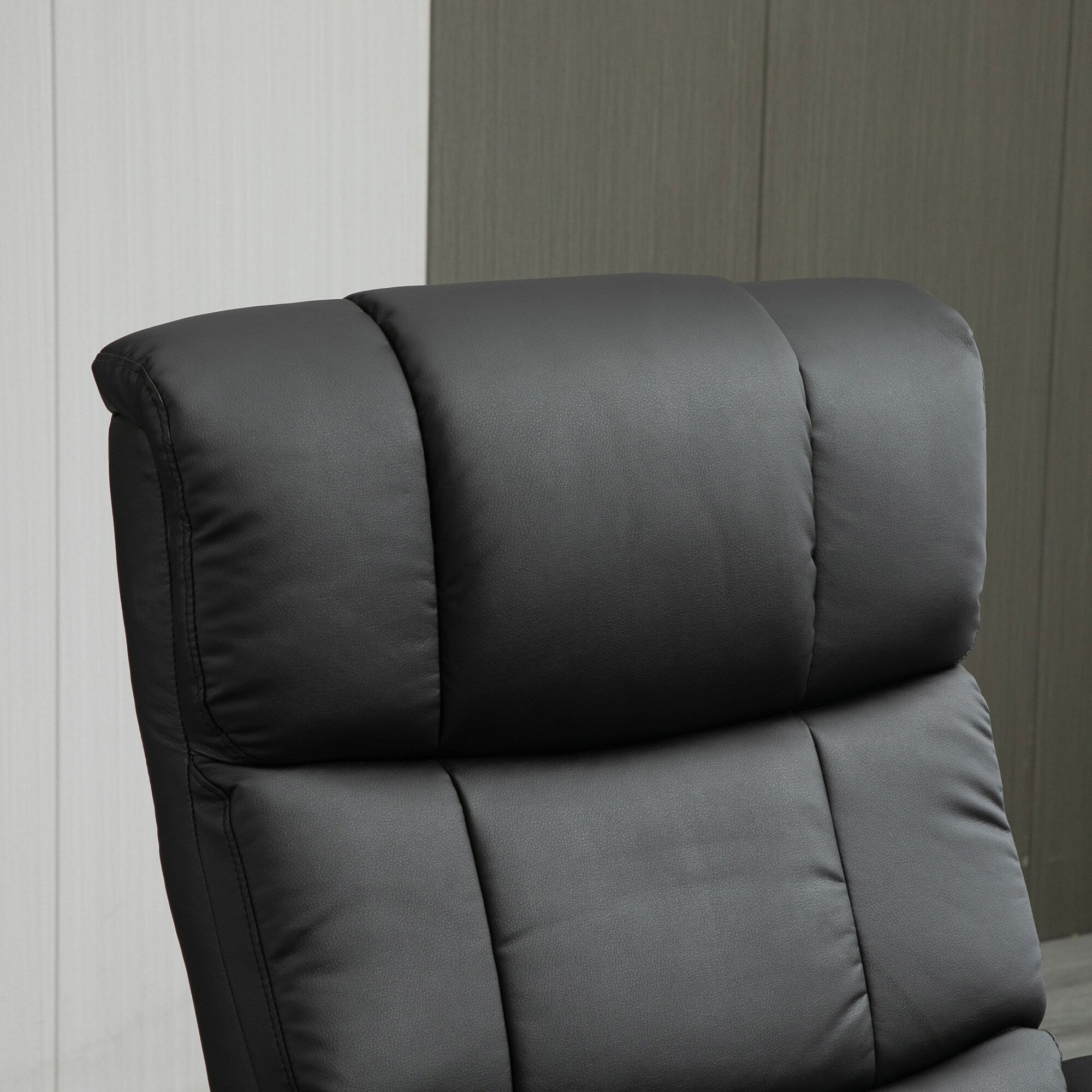 Fauteuil de massage inclinable et pivotant à 360° en cuir PU avec repose-pieds, vibration à 10 points, télécommande et poche latérale