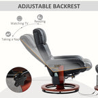 Fauteuil de massage inclinable et pivotant à 360° en cuir PU avec repose-pieds, vibration à 10 points, télécommande et poche latérale