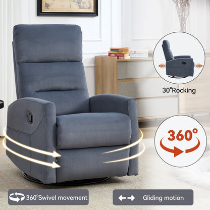Canapé inclinable manuel simple pivotant à 360° en tissu avec dossier coussiné et accoudoirs carrés, chaises de chambre d'enfant