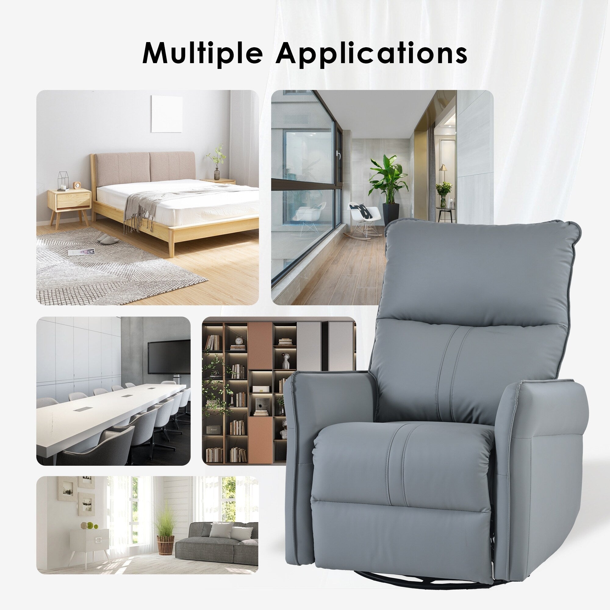 Fauteuil inclinable manuel pivotant à 360° pour salon et chambre à coucher