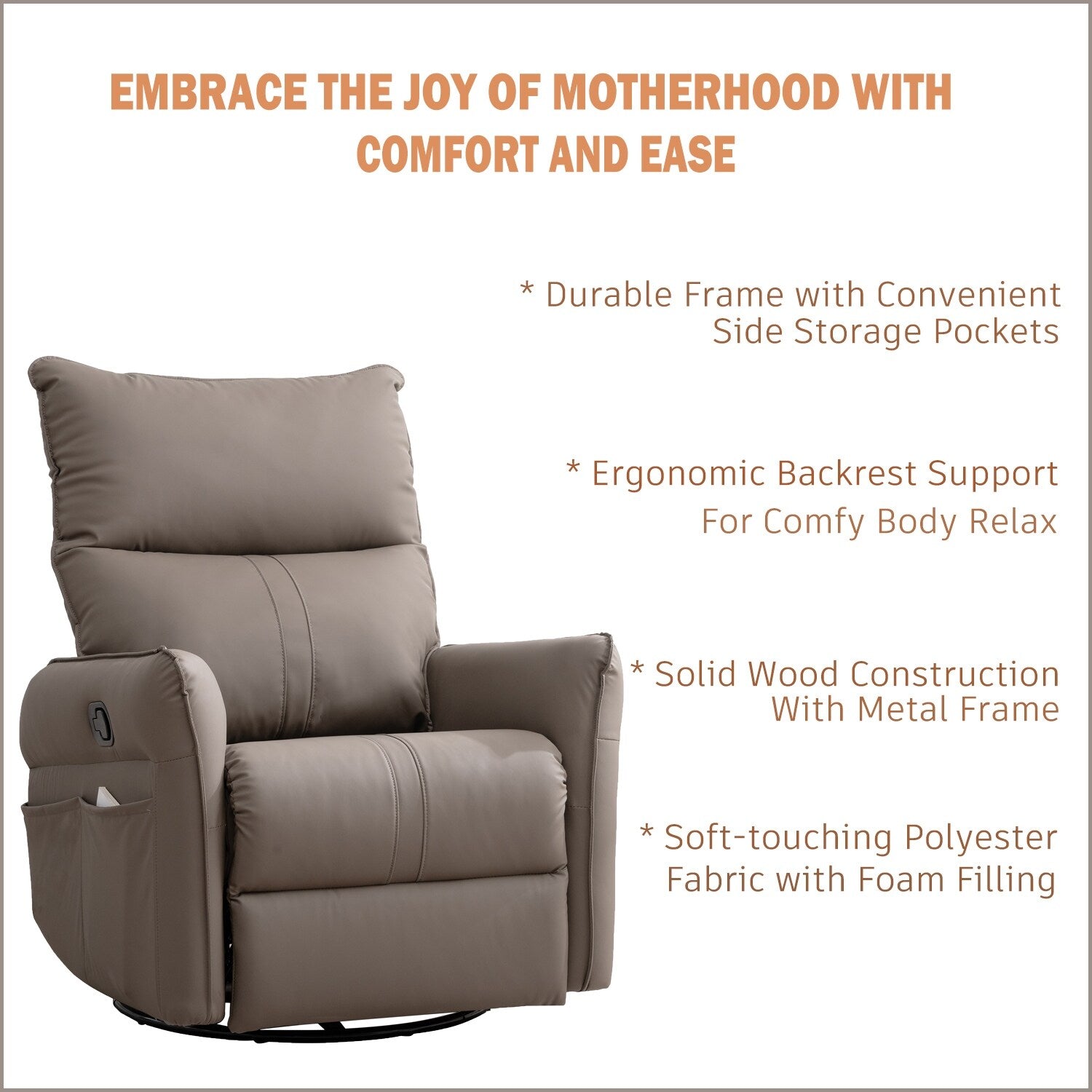 Fauteuil inclinable manuel pivotant à 360° pour salon et chambre à coucher