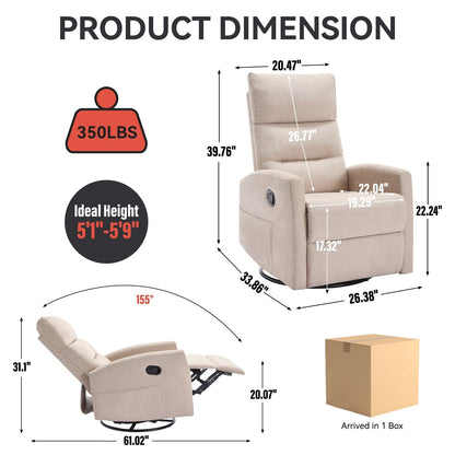 Fauteuil inclinable manuel pivotant à 360° pour salon