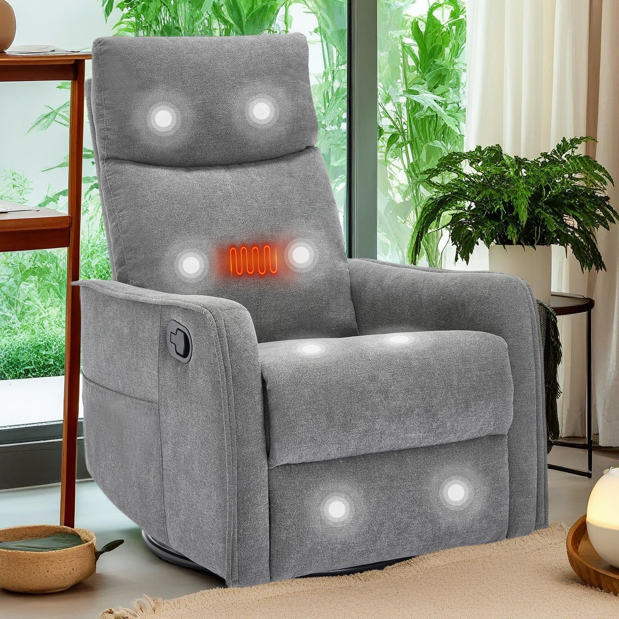 Fauteuil inclinable pivotant à 360° avec massage et chauffage lombaire