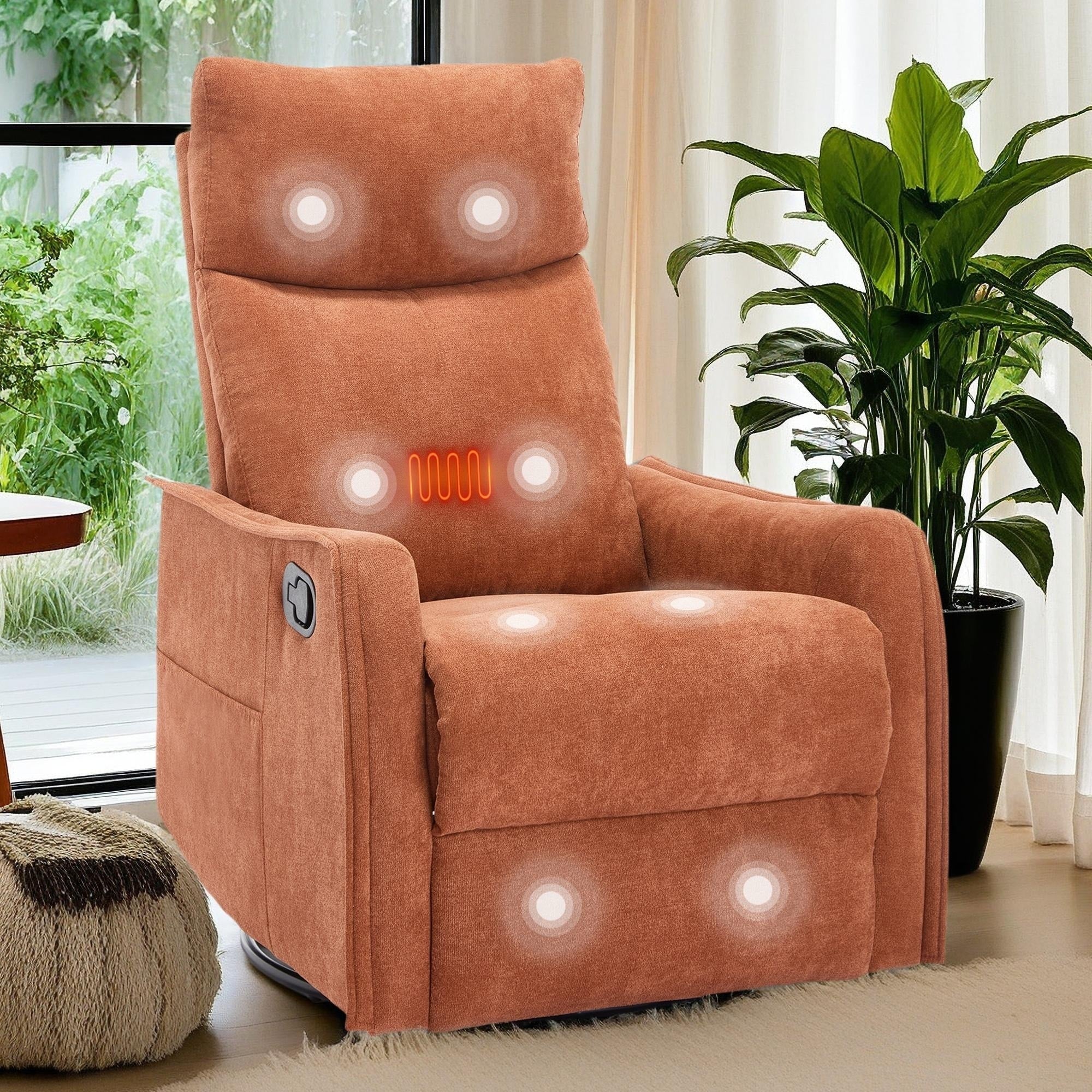 Fauteuil inclinable pivotant à 360° avec massage et chauffage lombaire