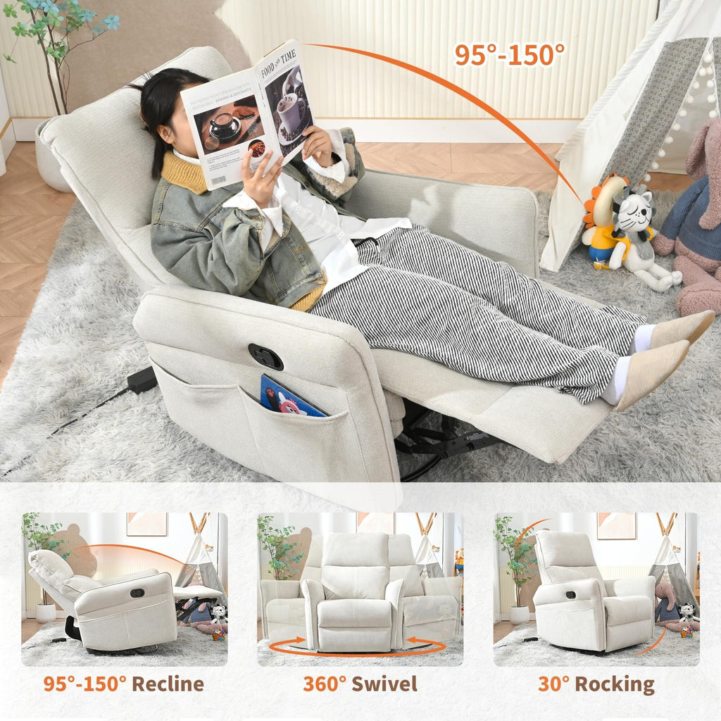 Fauteuil inclinable pivotant à 360°, fauteuil à bascule pivotant pour chambre d'enfant, fauteuil planeur, fauteuil inclinable pivotant à bascule moderne