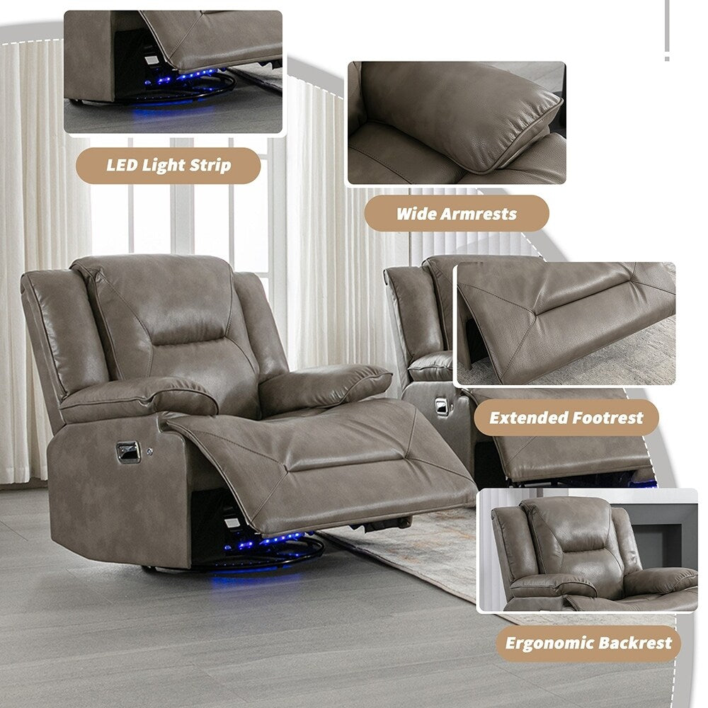 Fauteuil inclinable pivotant à 360° avec lumières LED, fauteuil multimédia manuel
