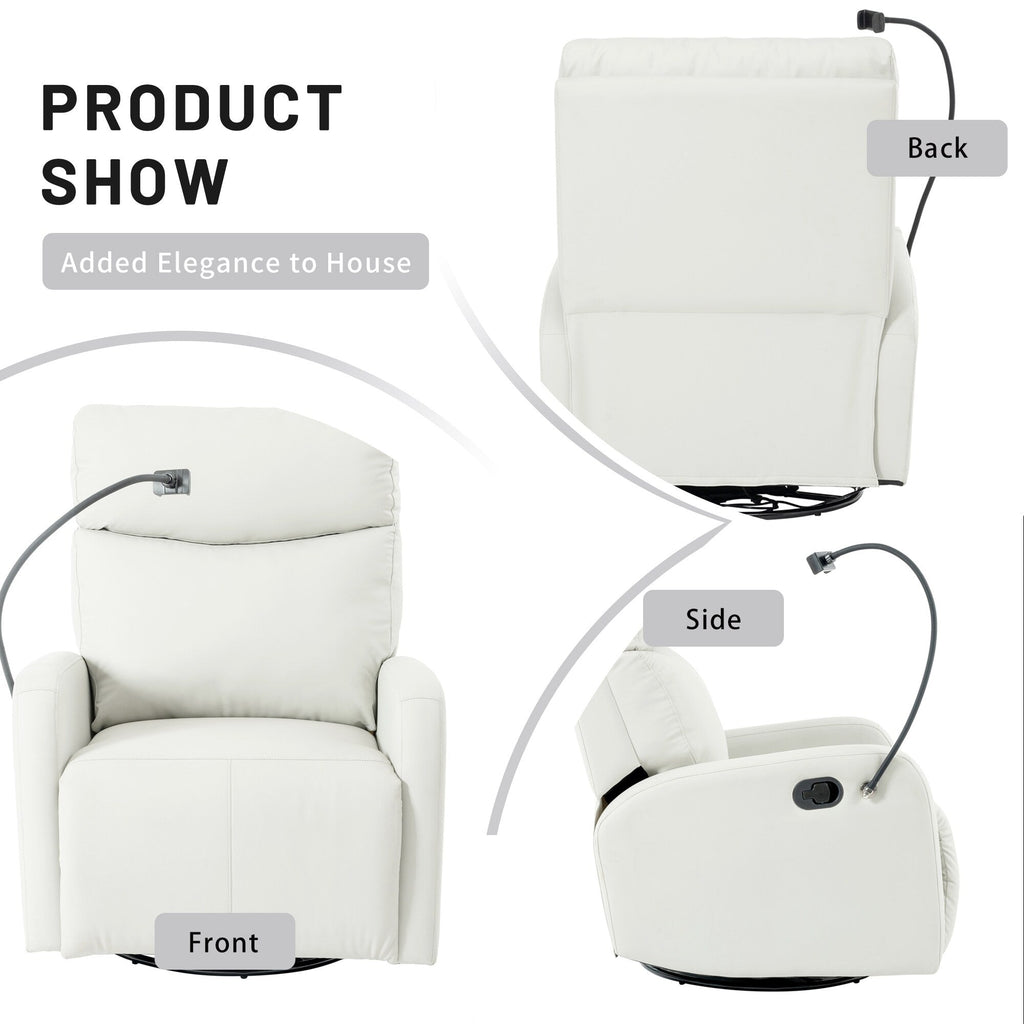 Fauteuil inclinable pivotant à 360° avec support de téléphone, repose-pieds et position réglable pour salon et home cinéma