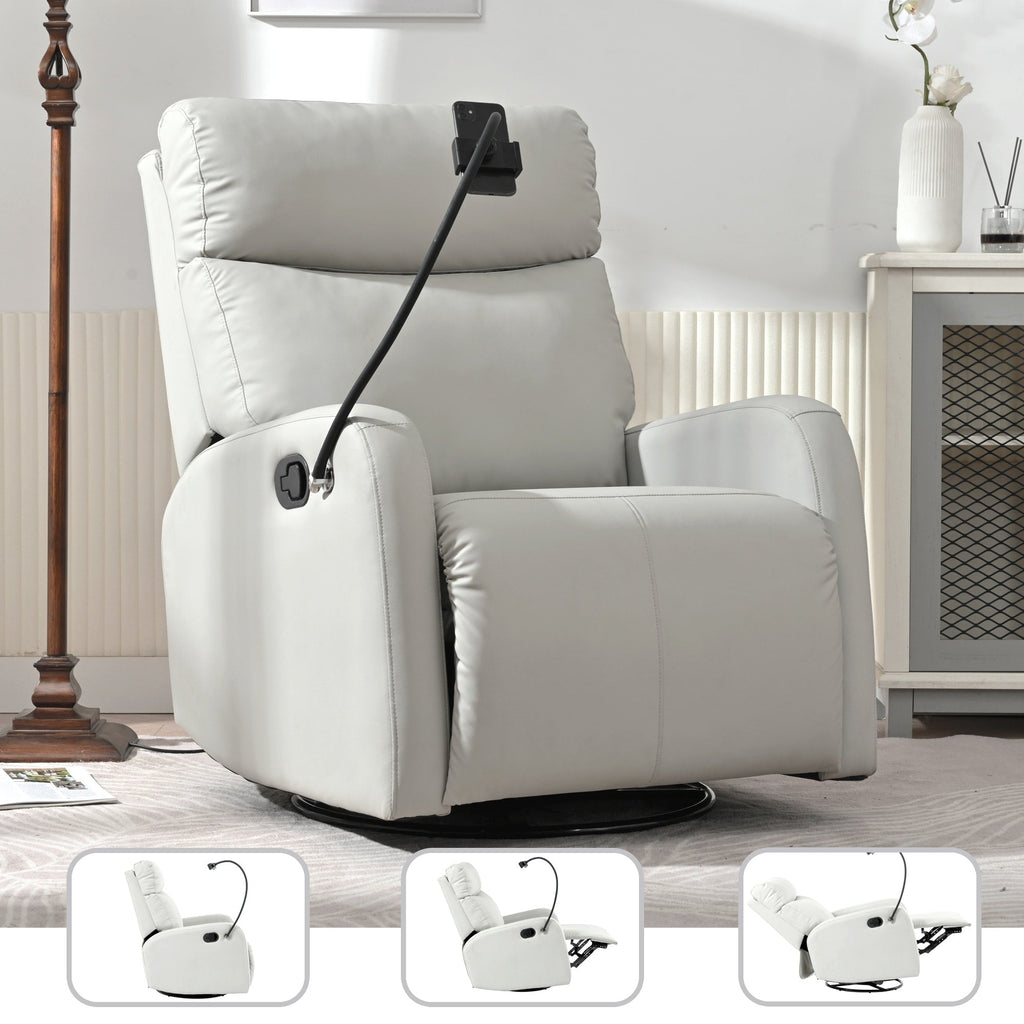 Fauteuil inclinable pivotant à 360° avec support de téléphone, repose-pieds et position réglable pour salon et home cinéma