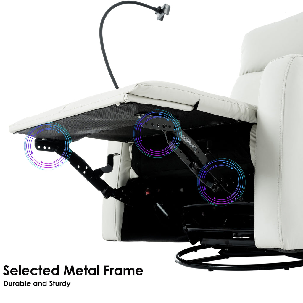 Fauteuil inclinable pivotant à 360° avec support de téléphone, repose-pieds et position réglable pour salon et home cinéma
