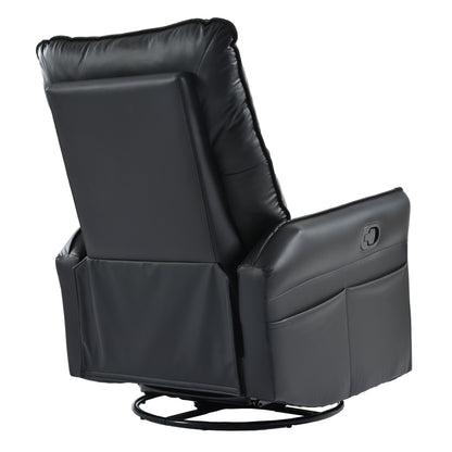 Fauteuil inclinable pivotant à 360°, planeur manuel avec repose-pieds, fauteuil de salon rembourré moderne pour petits espaces, poches latérales