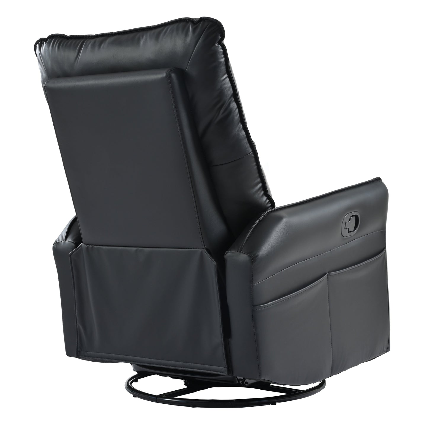 Fauteuil inclinable pivotant à 360°, planeur manuel avec repose-pieds, fauteuil de salon rembourré moderne pour petits espaces, poches latérales