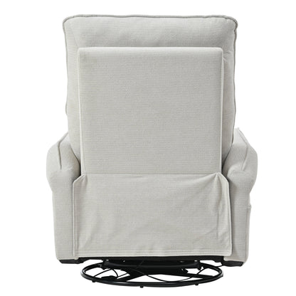 Fauteuil inclinable pivotant à 360°, planeur manuel avec repose-pieds, fauteuil de salon rembourré moderne pour petits espaces, poches latérales