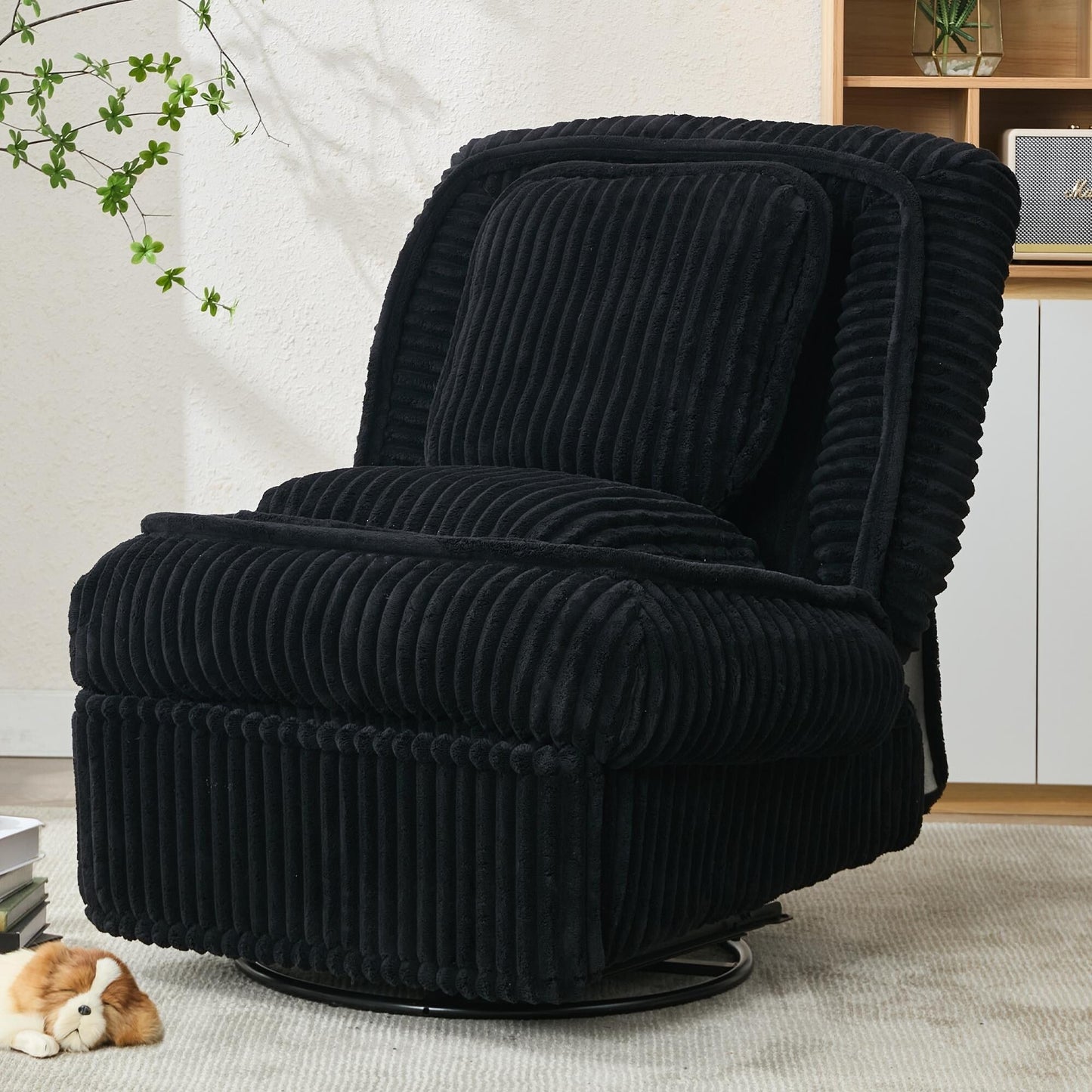 Canapé simple pivotant à 360°, fauteuil inclinable, fauteuil à bascule manuel sans accoudoirs, pour salon ou bureau