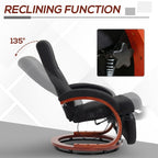 Fauteuil inclinable manuel pivotant à 360° avec base en bois, chaise de bureau inclinable réglable avec repose-pieds rétractable et accoudoirs rembourrés