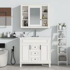 Meuble-lavabo moderne de 36 po avec lavabo supérieur et armoire à miroir, 2 portes et 2 tiroirs
