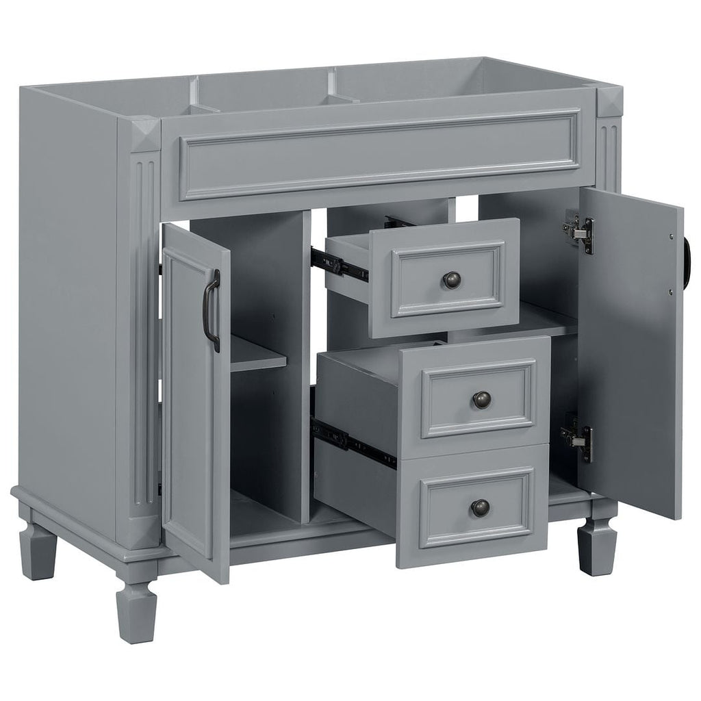 Meuble-lavabo moderne de 36 po avec lavabo supérieur et armoire à miroir, 2 portes et 2 tiroirs