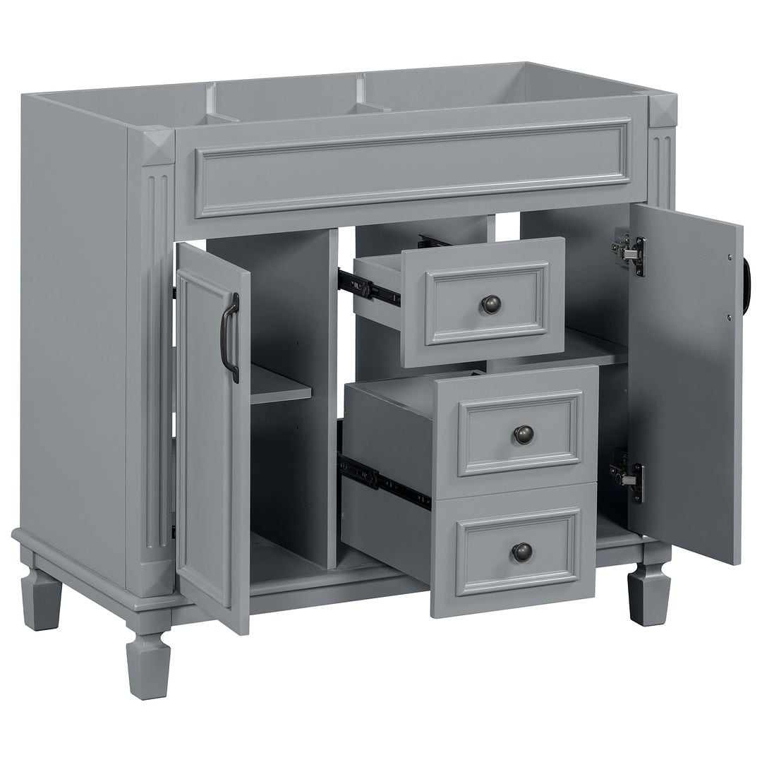 Meuble-lavabo moderne de 36 po avec lavabo supérieur et armoire à miroir, 2 portes et 2 tiroirs