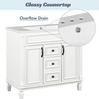 Meuble-lavabo moderne de 36 po avec lavabo supérieur et armoire à miroir, 2 portes et 2 tiroirs