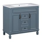 Meuble-lavabo moderne de 36 po avec lavabo supérieur et armoire à miroir, 2 portes et 2 tiroirs