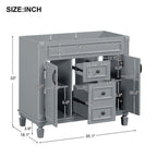 Meuble-lavabo moderne de 36 po avec lavabo supérieur et armoire à miroir, 2 portes et 2 tiroirs